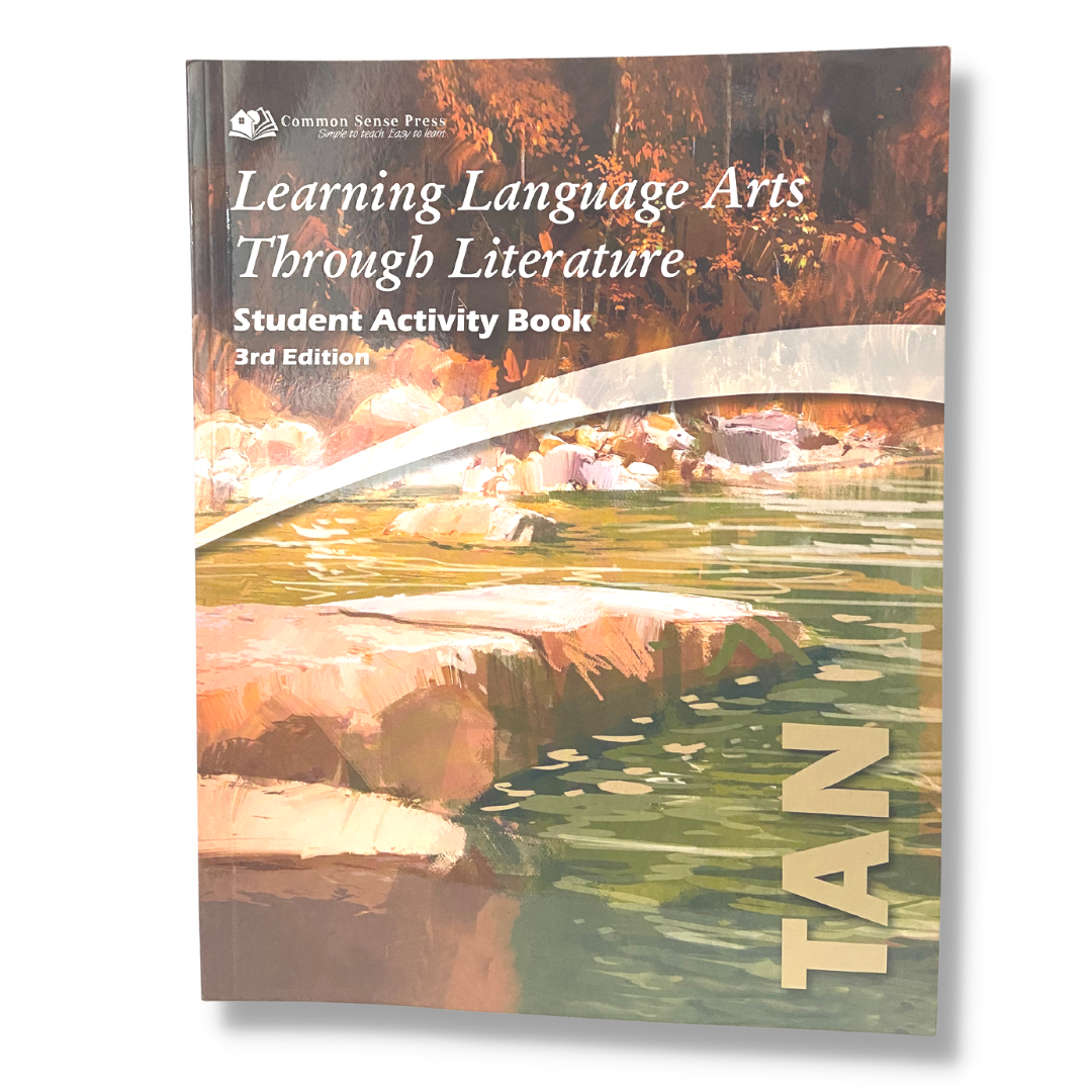 Learning Language Arts Though Literature Review - tan book- student book-common sense press- monkeyandmom.com