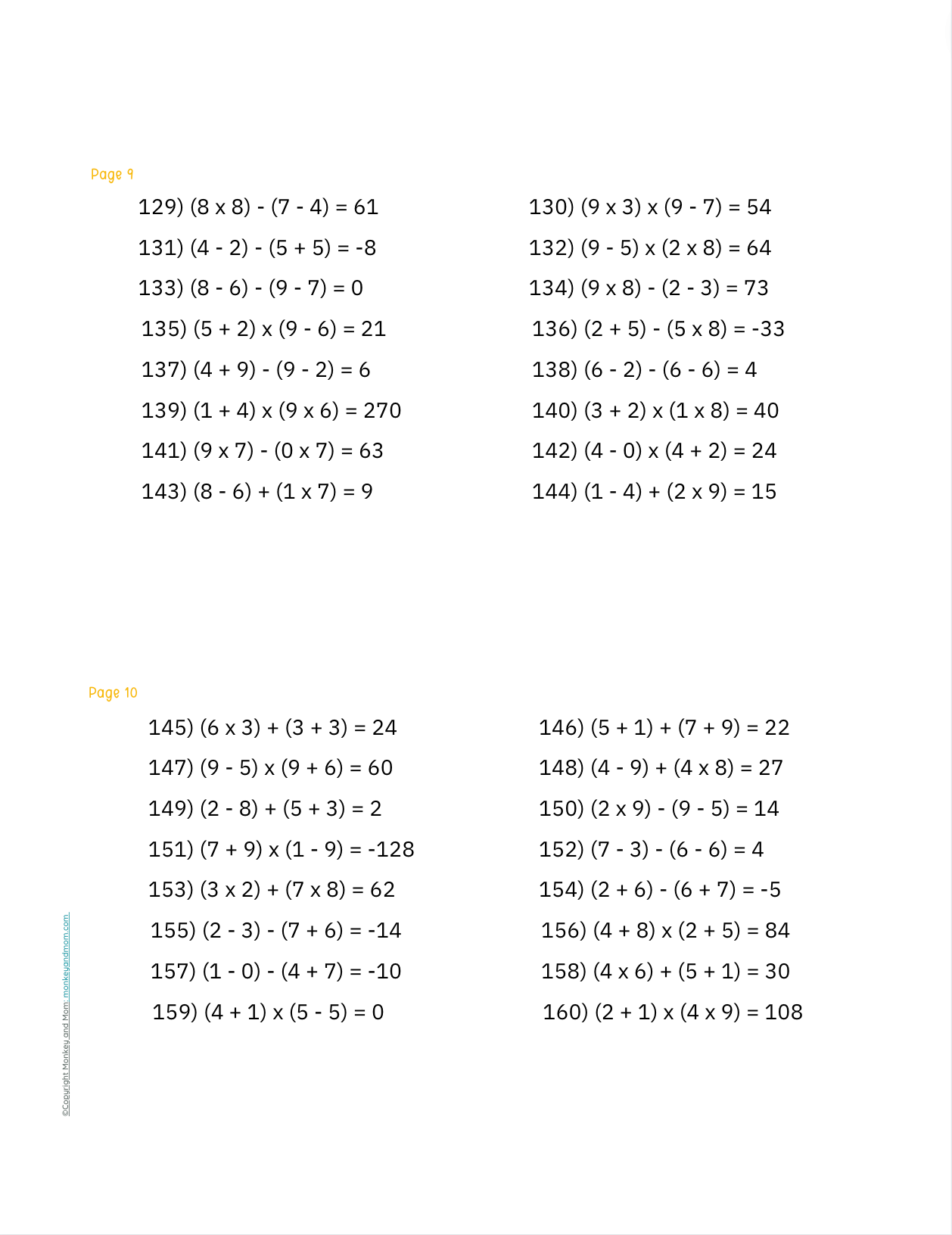 5th Grade Math Worksheets PDF - Vol.1